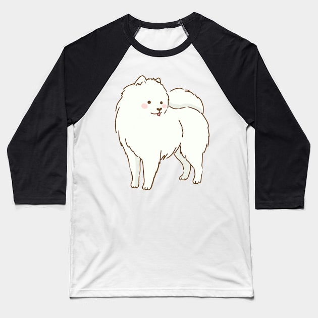 Cute samoyed dog smiling Baseball T-Shirt by Mayarart